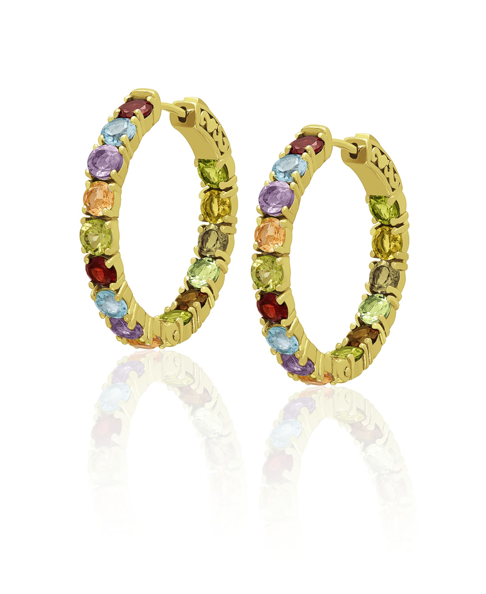 Серьги-кольца Multi-Stones Inside-Out (7-5/8 ct. t.w.) в стерлинговом серебре (также доступны в 14k Gold Over Sterling Silver)