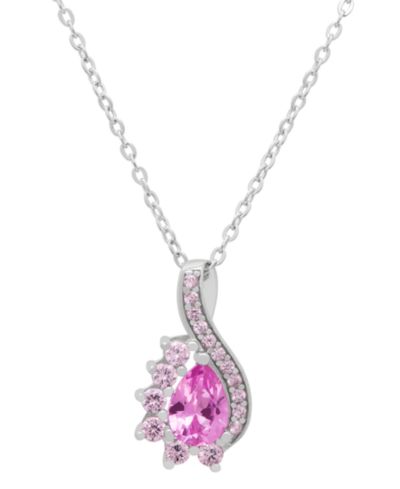 Колье-подвеска Macy's Lab-Grown Pink Sapphire Infinity Pear в Sterling Silver