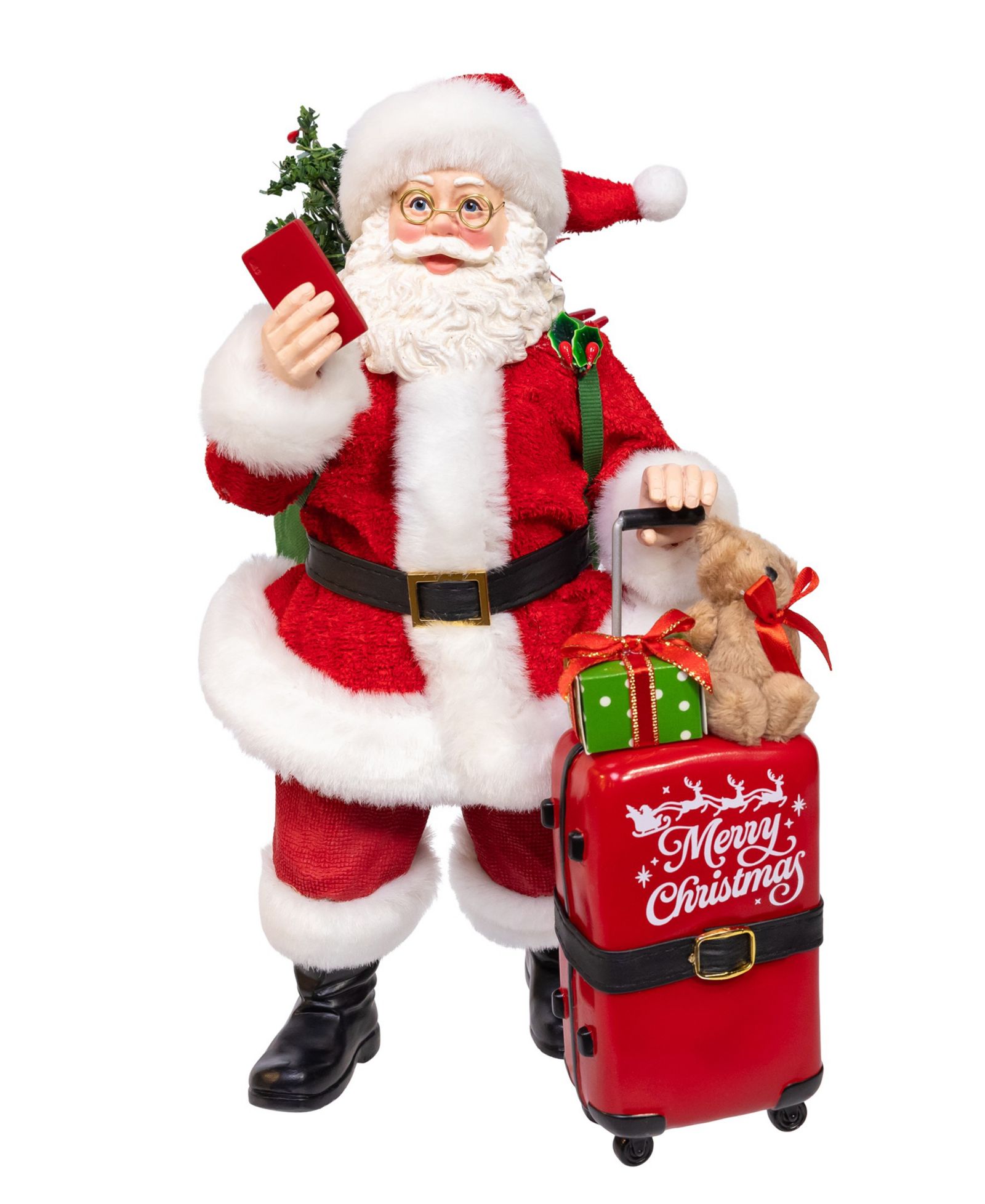 Kurt Adler 10.5" Fabriché Santa with Luggage, 2-Pc. Set