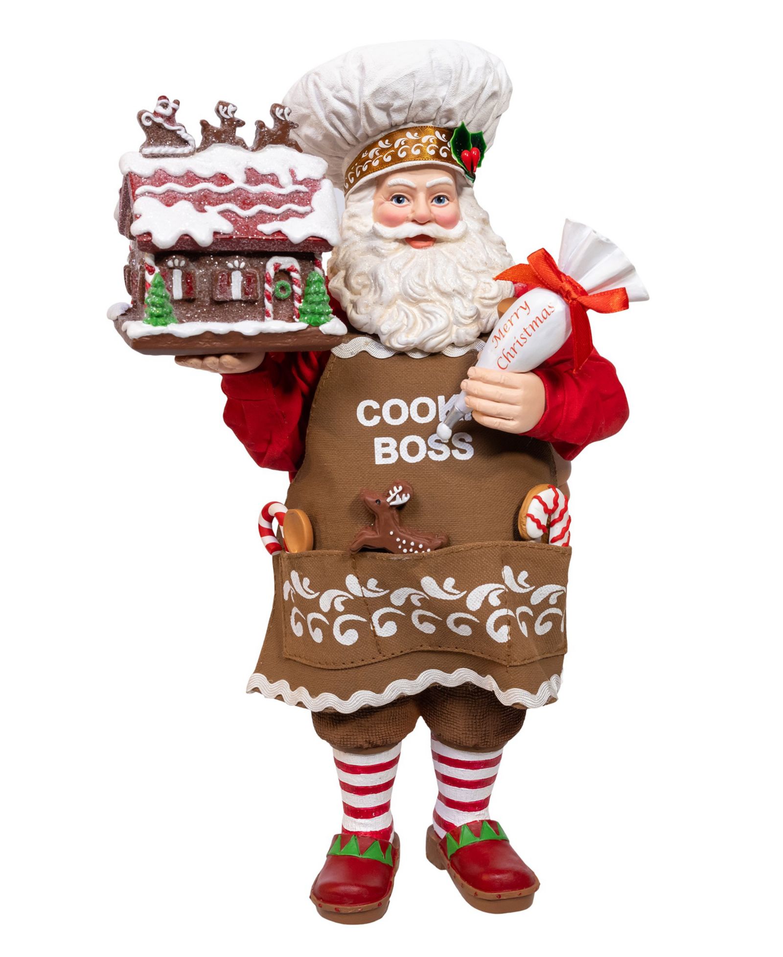 Kurt Adler 10.5-Inch Fabriché Chef Santa Decorating Gingerbread House
