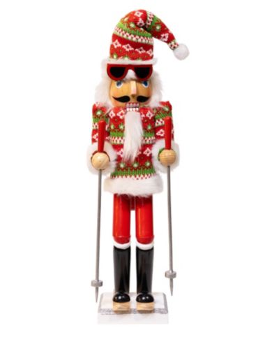 Kurt Adler Delightful 15" Ski Santa with Christmas Sweater Nutcracker