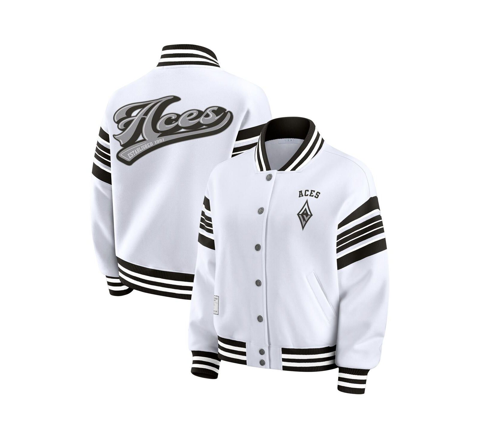 свитшот-куртка WEAR by Erin Andrews Las Vegas Aces, флис, с застежкой, Женский, белый/черный