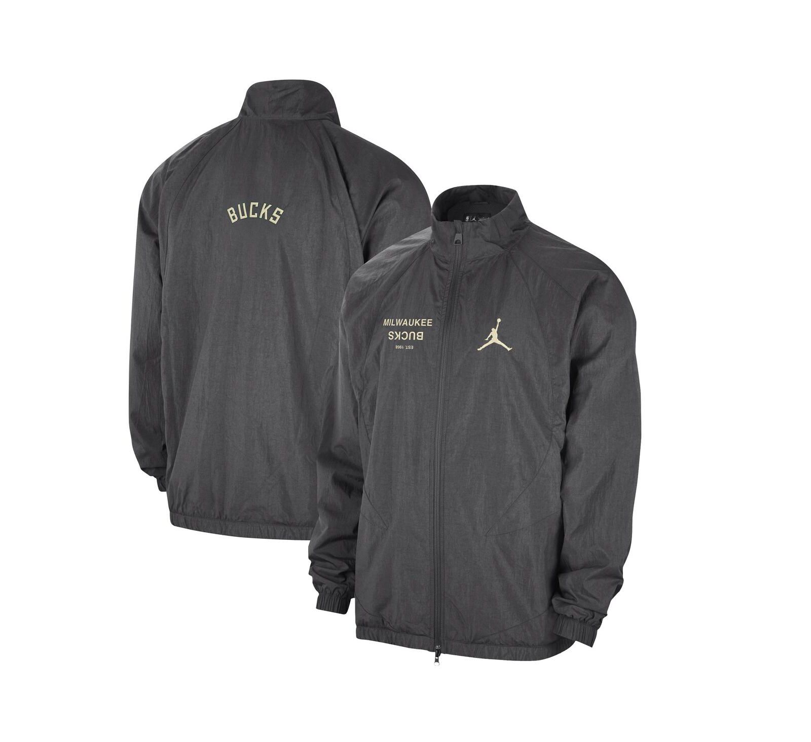 Jordan Men's Gray Milwaukee Bucks Courtside Statement Edition Jumpman Jam Full-Zip Jacket