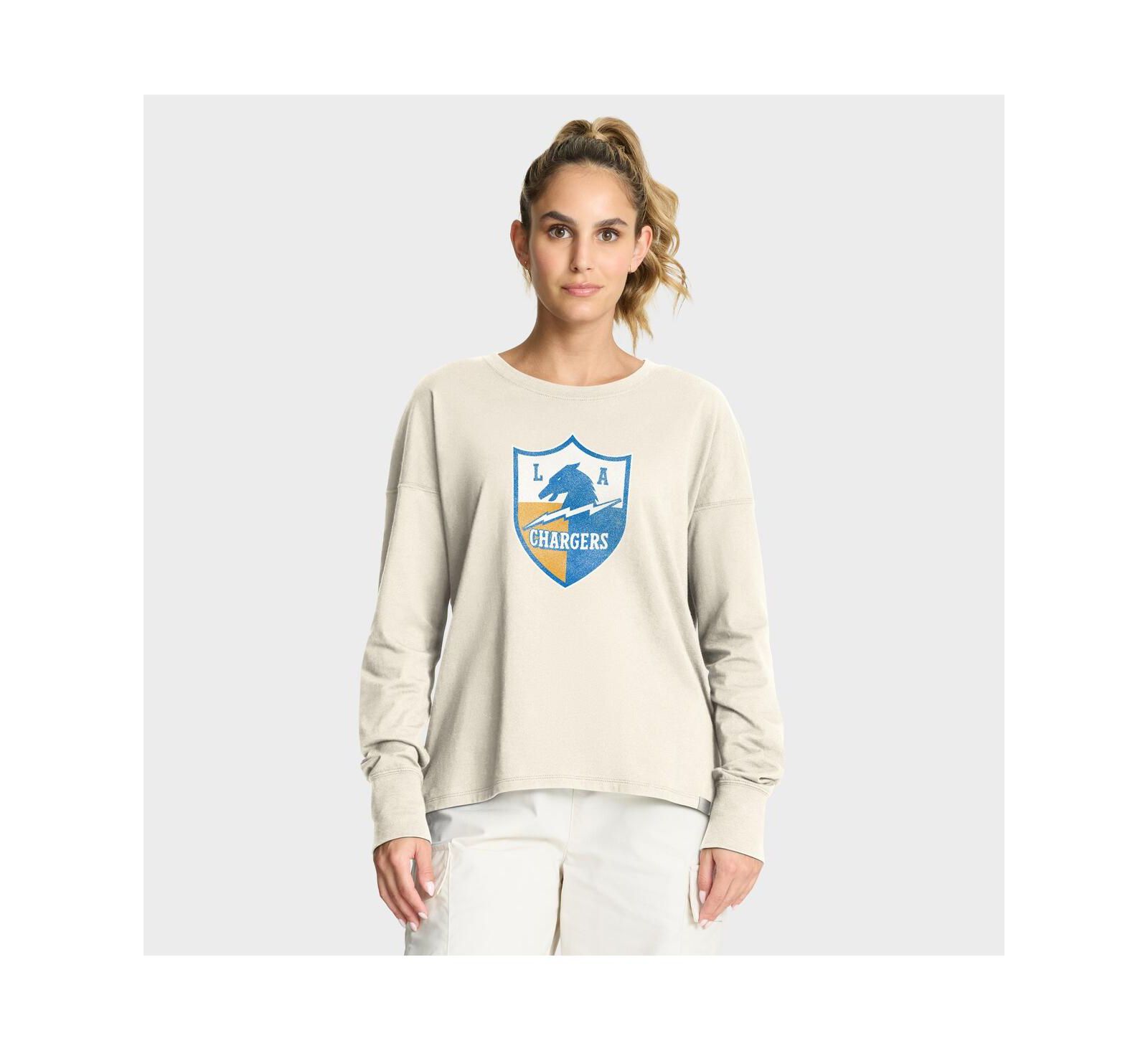 Fanatics Women's Cream Los Angeles Chargers Dove Legacy Long Sleeve T-Shirt