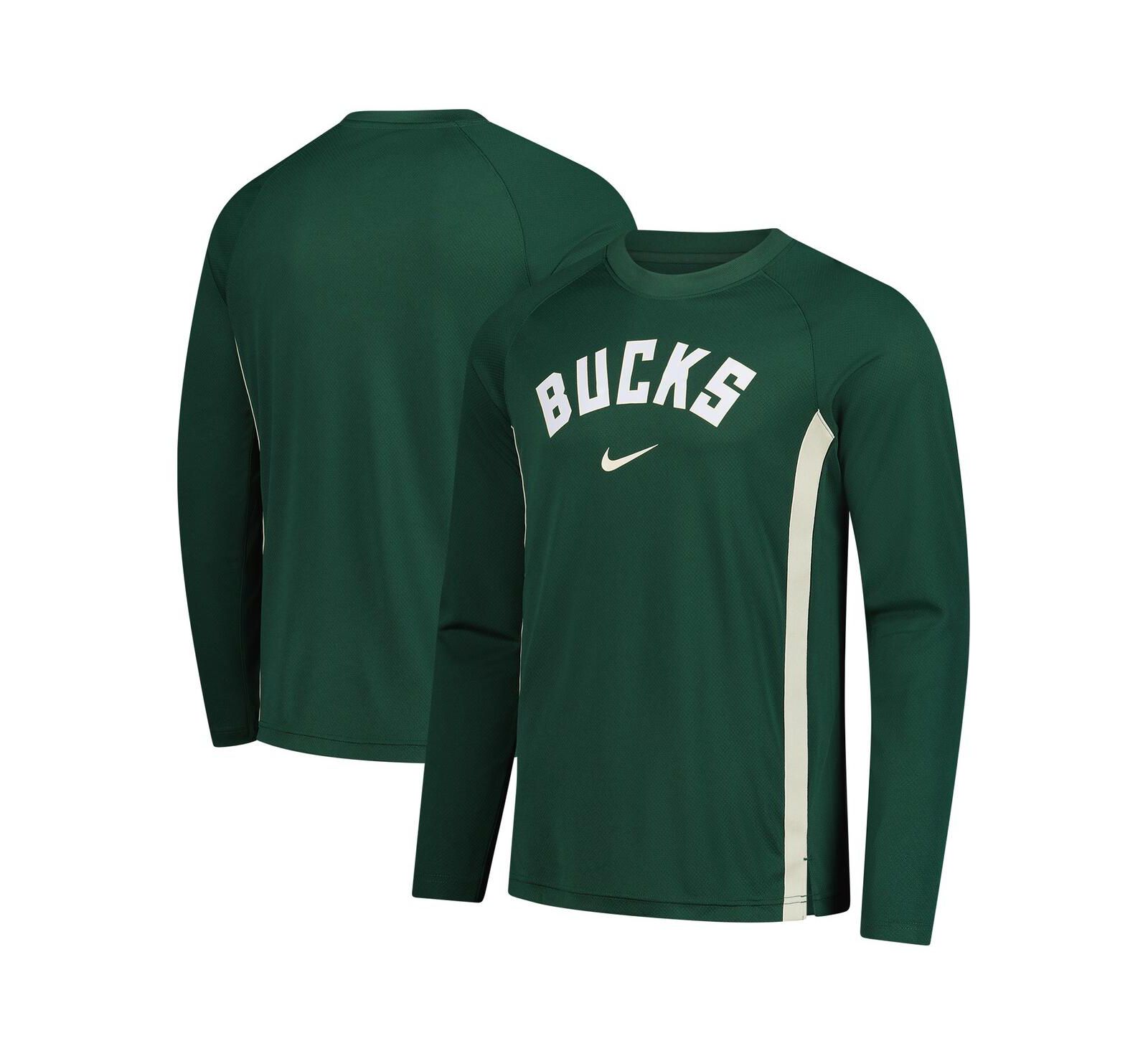 Nike Мужская футболка Nike Milwaukee Bucks 2025/26 Authentic Pre-Game Legend Dri-FIT Long Sleeve Shooting Hunter Green