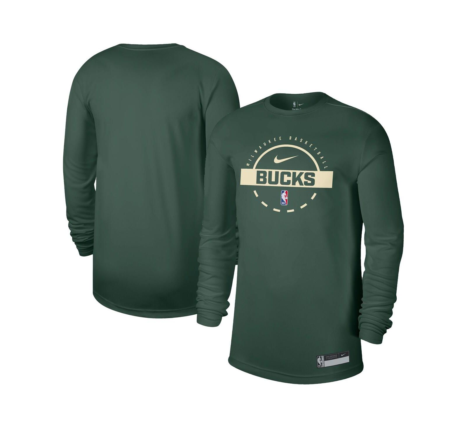 Nike Men's Hunter Green Milwaukee Bucks 2025/26 On-Court Flare Performance Practice Long Sleeve T-Shirt