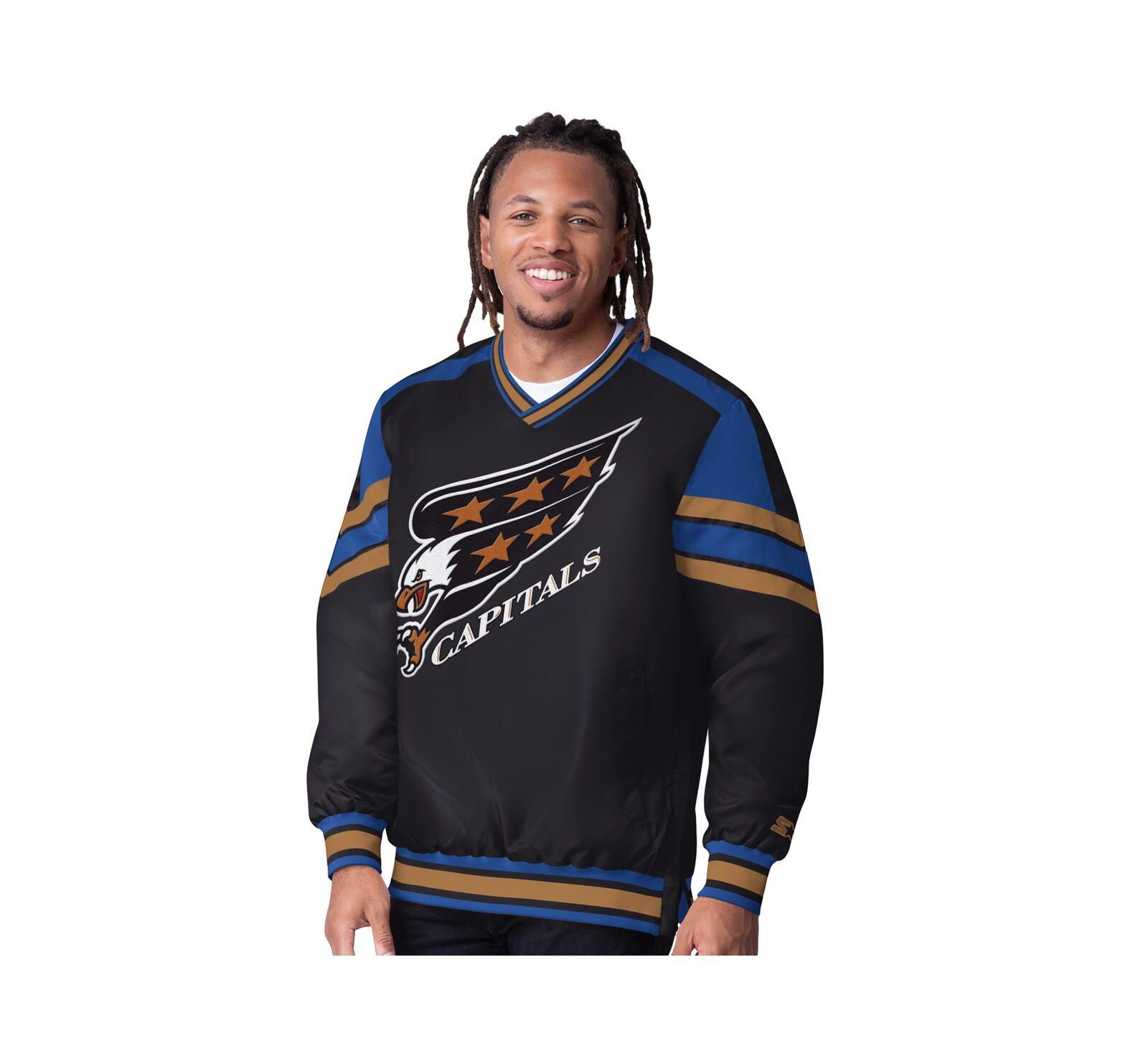 Starter Men's Black Washington Capitals Reliever V-Neck Pullover Jacket
