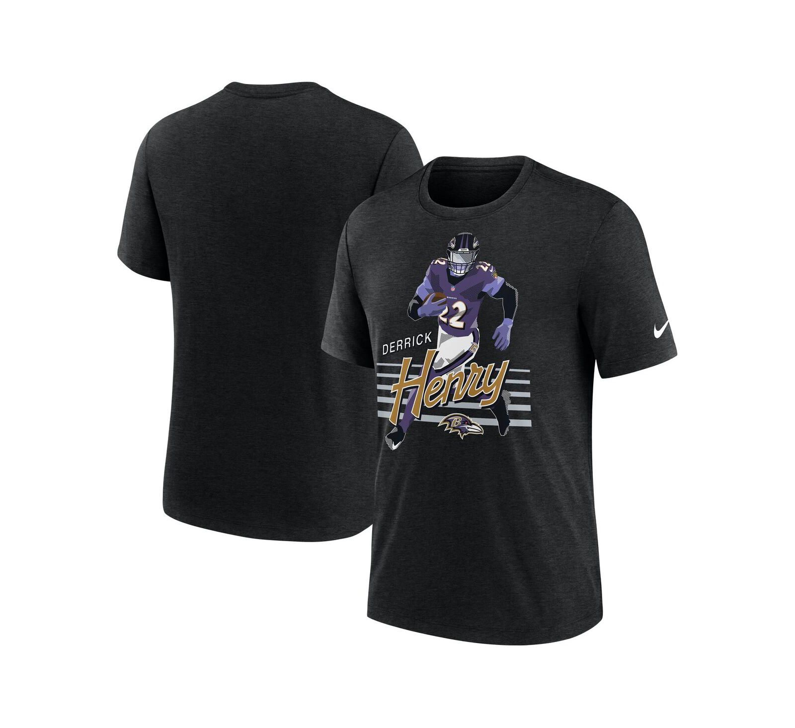 Nike Men's Derrick Henry Heather Black Baltimore Ravens Player Graphic T-Shirt
