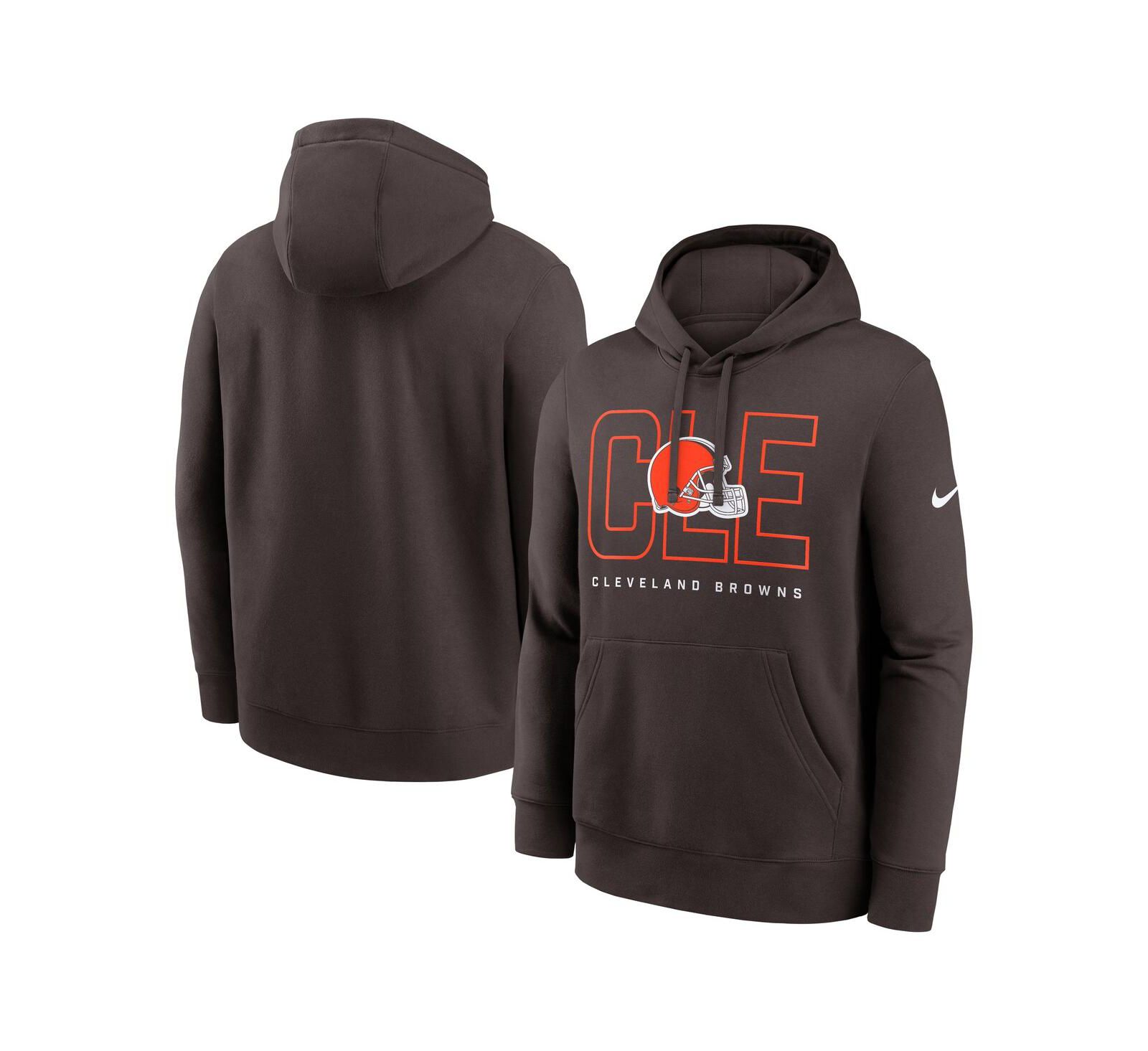 Nike Men's Brown Cleveland Browns Busted Play Club Fleece Pullover Hoodie
