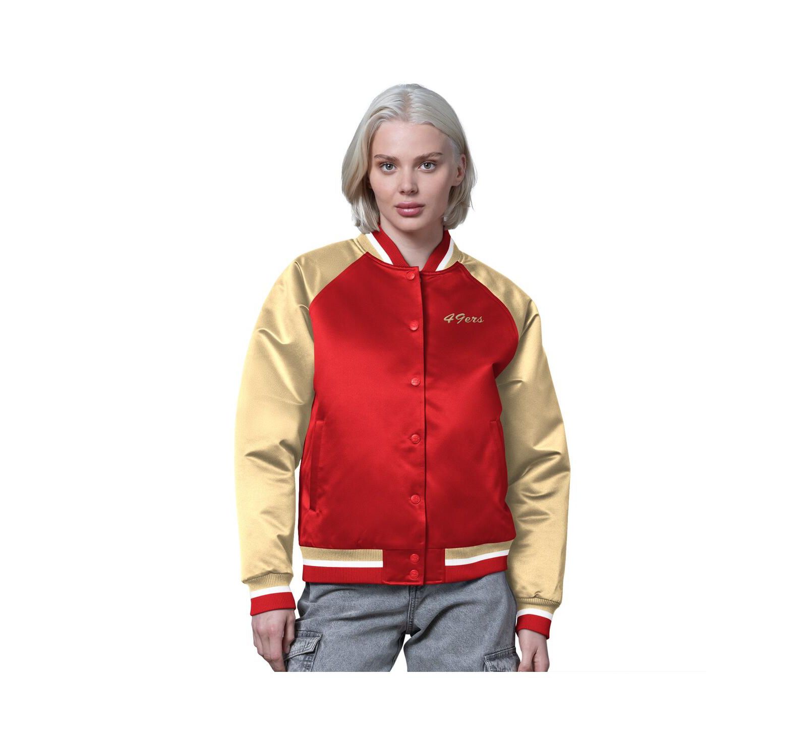 Starter Женская сатиновая куртка San Francisco 49ers Scarlet/Gold Full-Snap Varsity