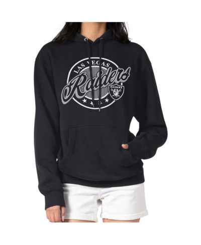 G-III 4Her by Carl Banks Women's Black Las Vegas Raiders Pinstripe Circle Fleece Pullover Hoodie