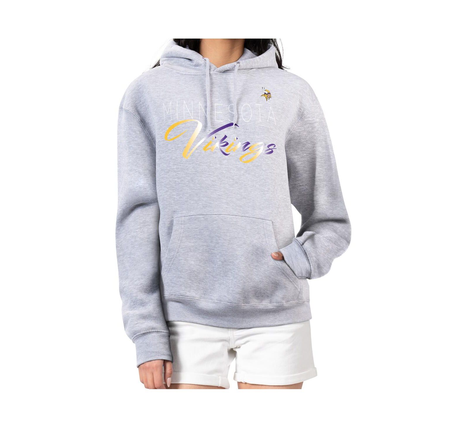 Женское худи G-III 4Her by Carl Banks серое с логотипом Minnesota Vikings