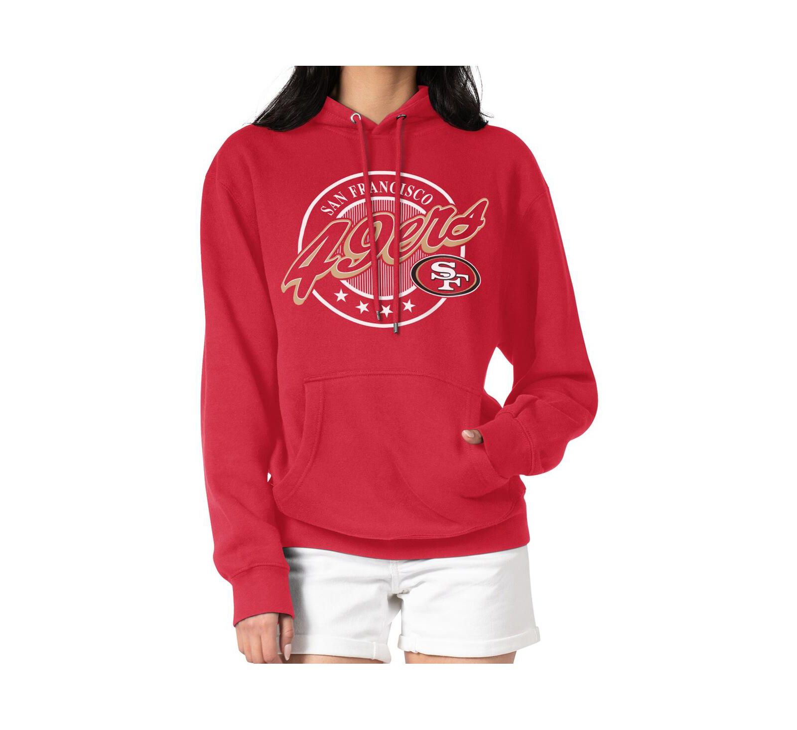 G-III 4Her by Carl Banks Женский Scarlet San Francisco 49ers Pinstripe Circle Fleece Pullover Hoodie