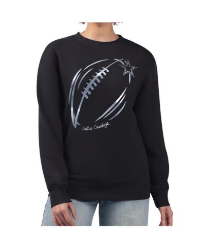 G-III 4Her by Carl Banks Женская толстовка Dallas Cowboys Black Metallic Print Football Sketch Fleece Crewneck