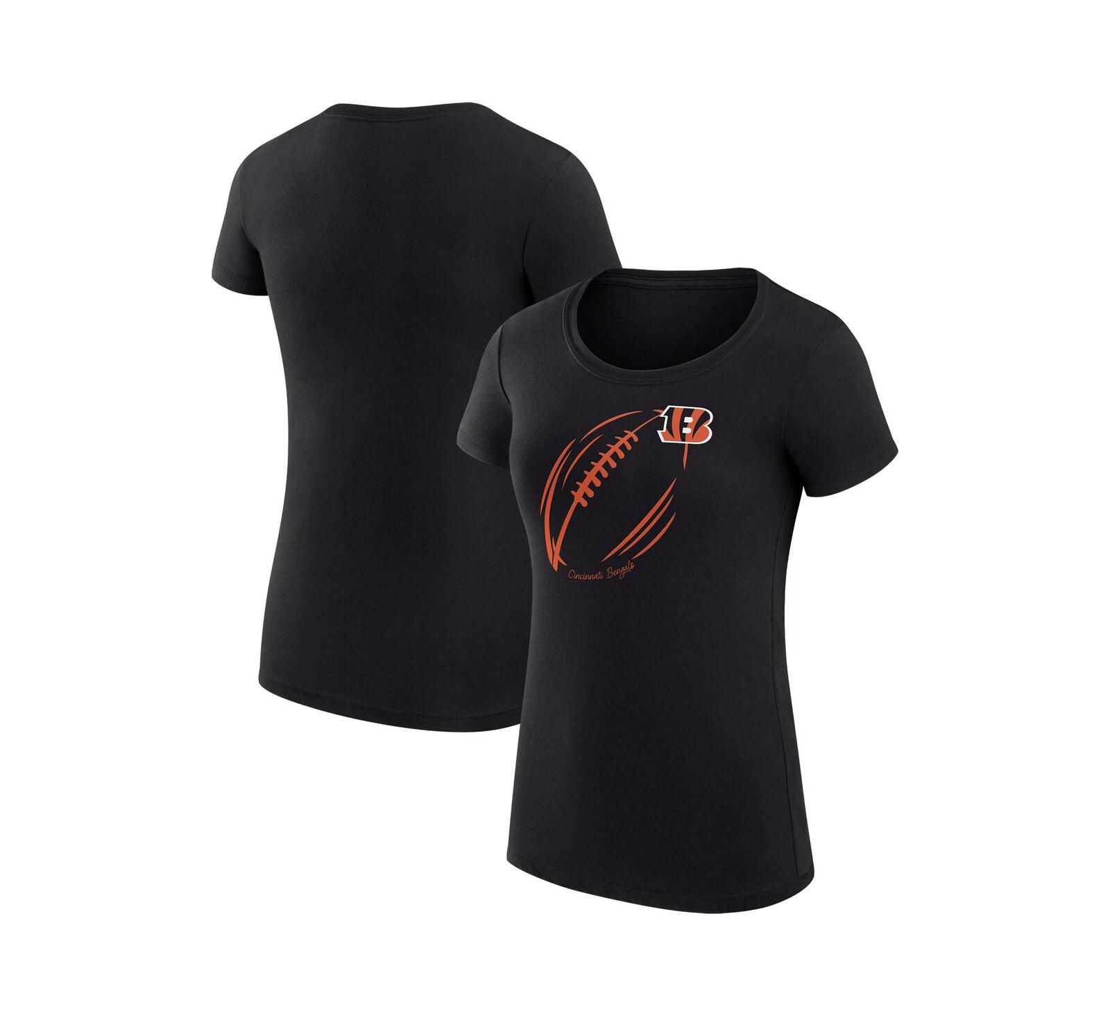 G-III 4Her by Carl Banks Women's Black Cincinnati Bengals Super-Slim Fit Lightweight Subtle Football T-Shirt