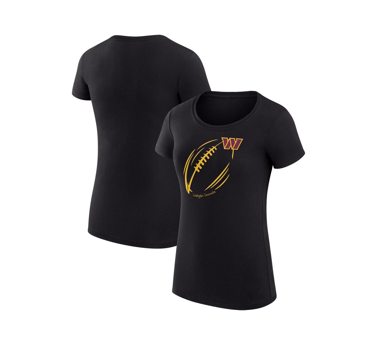 G-III 4Her by Carl Banks Women's Black Washington Commanders Super-Slim Fit Lightweight Subtle Football T-Shirt