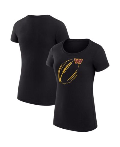 G-III 4Her by Carl Banks Women's Black Washington Commanders Super-Slim Fit Lightweight Subtle Football T-Shirt