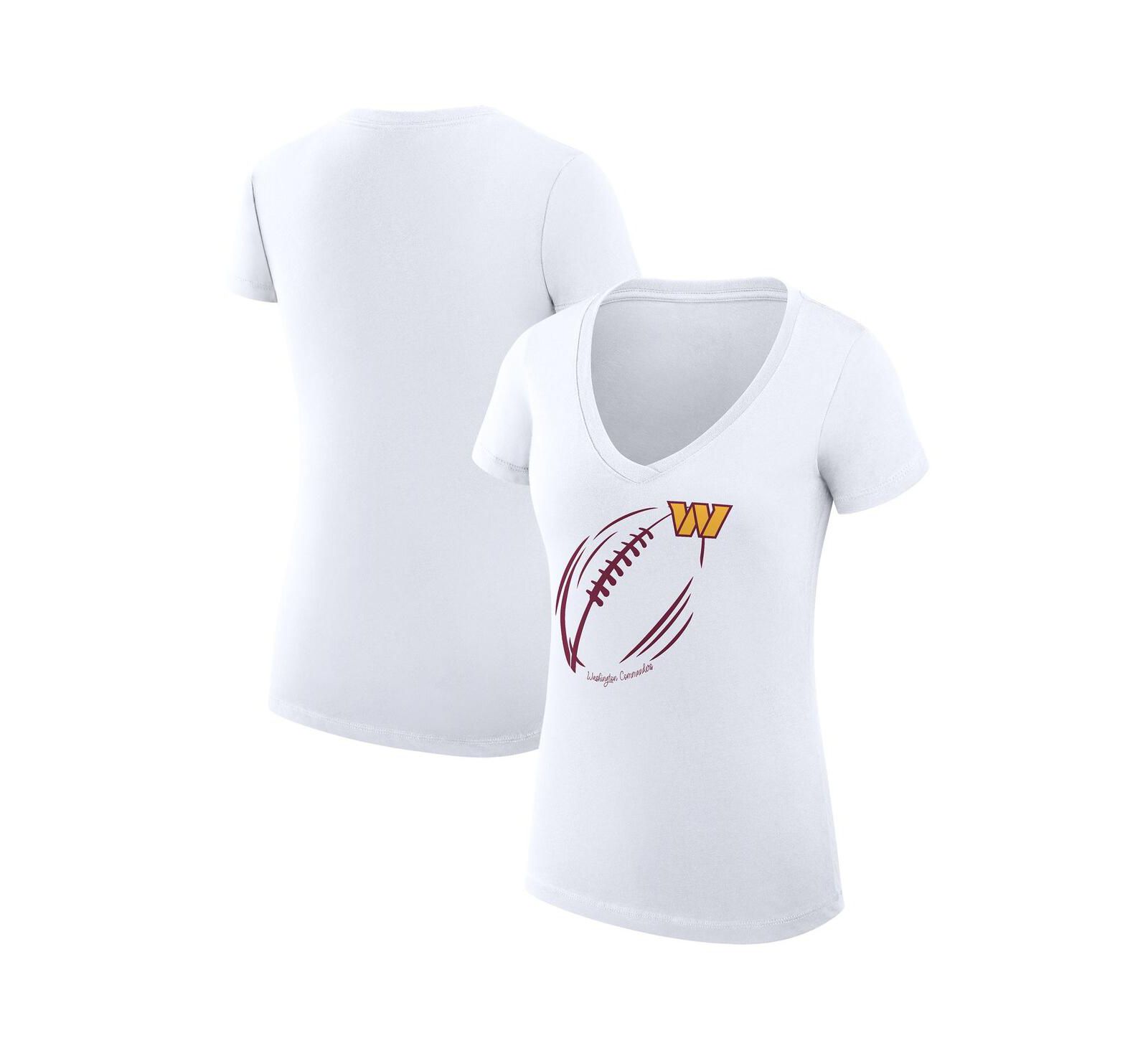 Женская футболка G-III 4Her by Carl Banks White Washington Commanders Super-Slim Fit Lightweight Subtle Football V-Neck