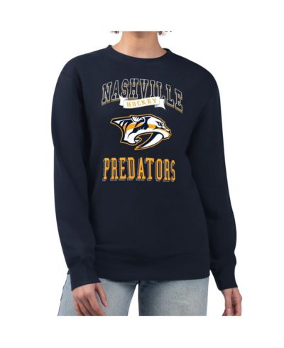 G-III 4Her by Carl Banks Women's Navy Nashville Predators Team Logo Tri-Blend Fleece Pullover Sweatshirt
