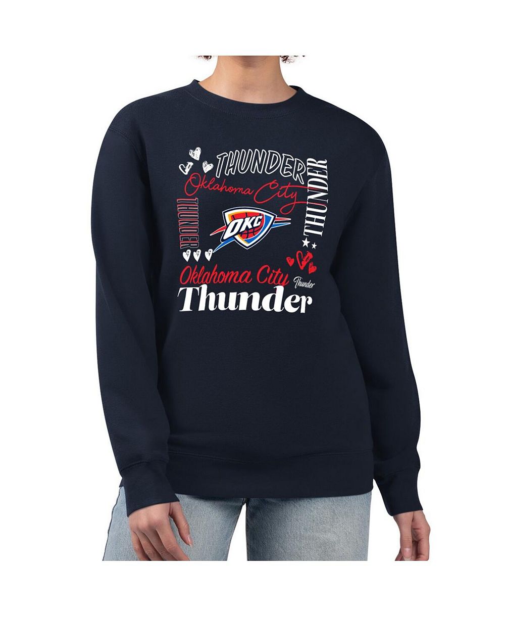 Свитшот G-III 4Her by Carl Banks Women's Navy Oklahoma City Thunder Collage Team Graphic Fleece Pullover