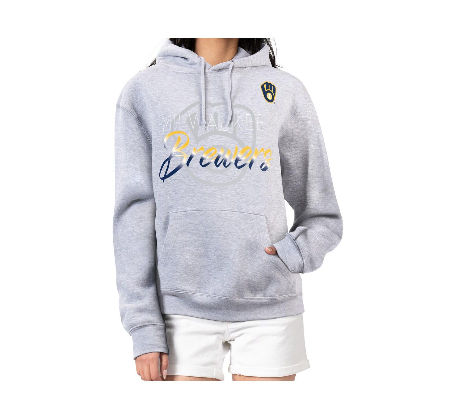 Женский худи G-III 4Her by Carl Banks Heather Gray Milwaukee Brewers Shadow Logo Graphic