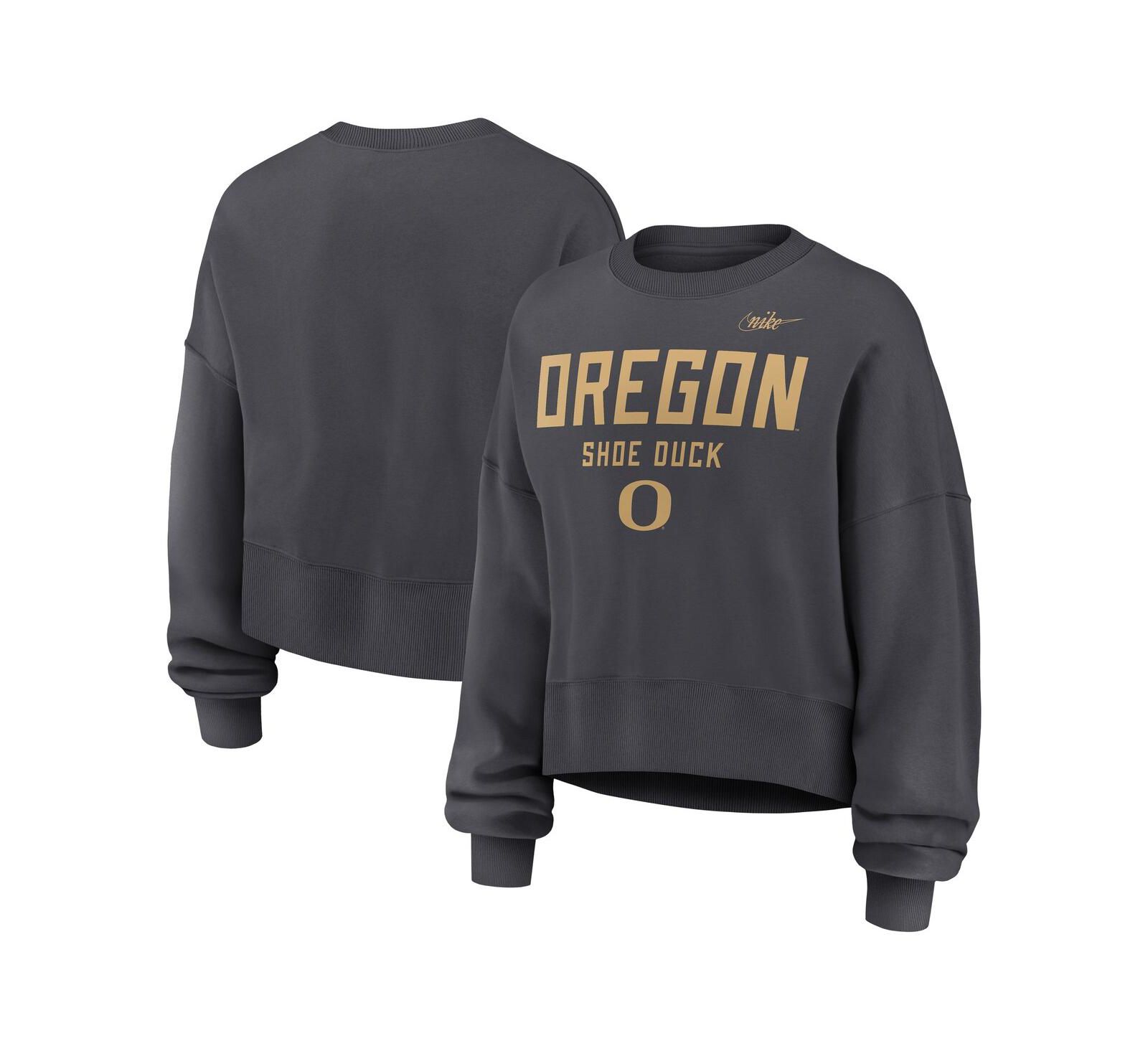 Nike Women's Charcoal Oregon Ducks Shoe Duck Sweatshirt