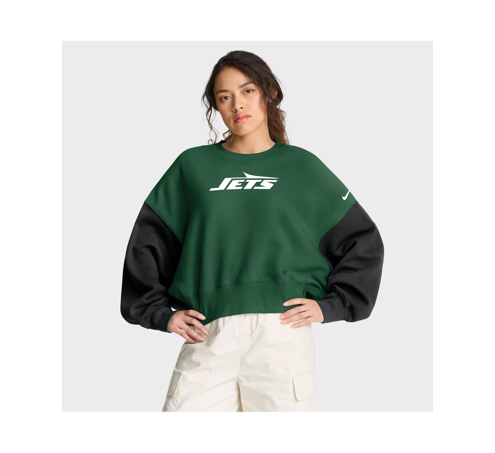 Женское худи Nike Green New York Jets Oversized Color-Block Pullover Sweatshirt