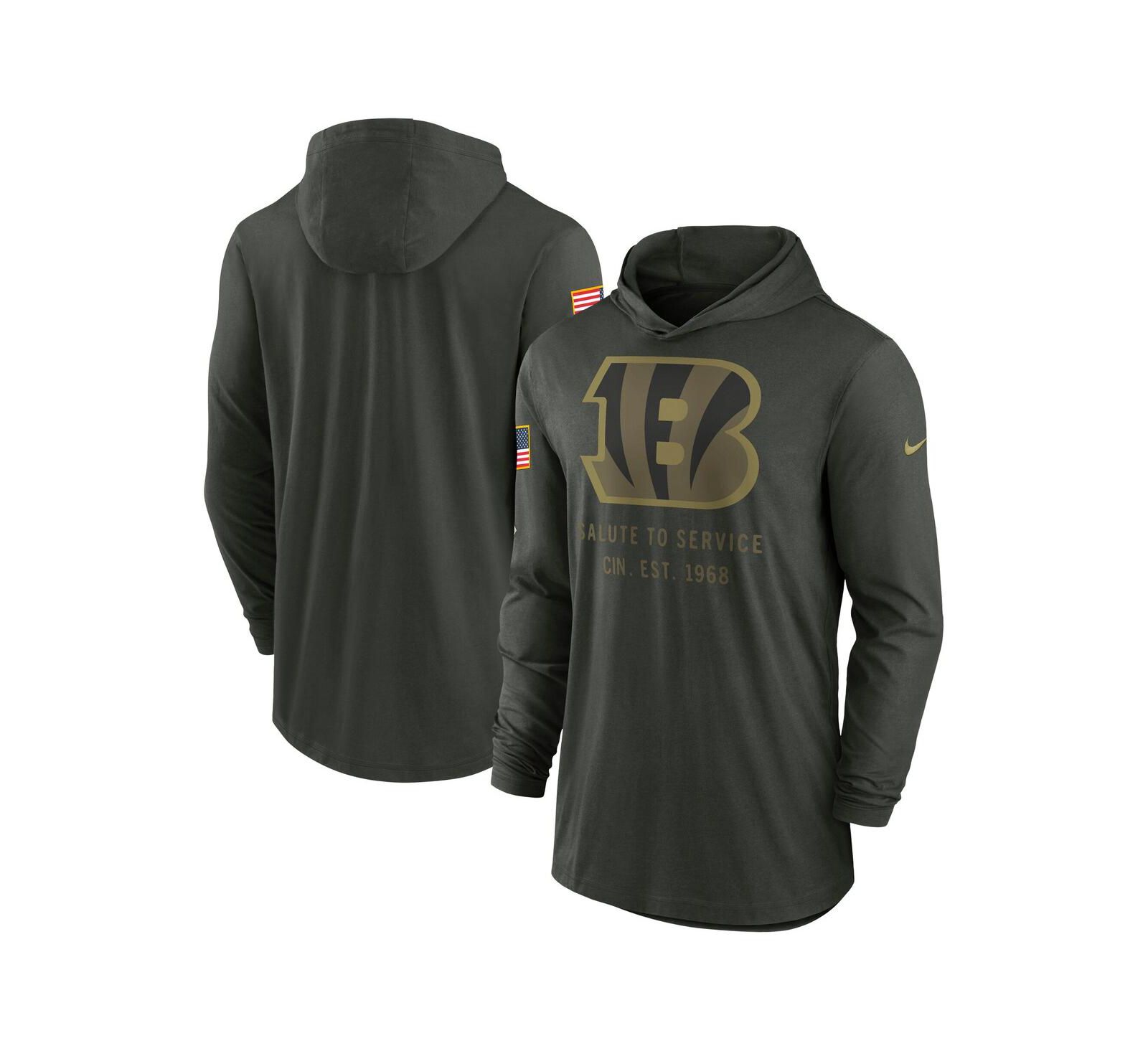 Nike Men's Forest Green Cincinnati Bengals 2025 Salute to Service Sideline Dri-FIT Lightweight Hooded Pullover Sweatshirt