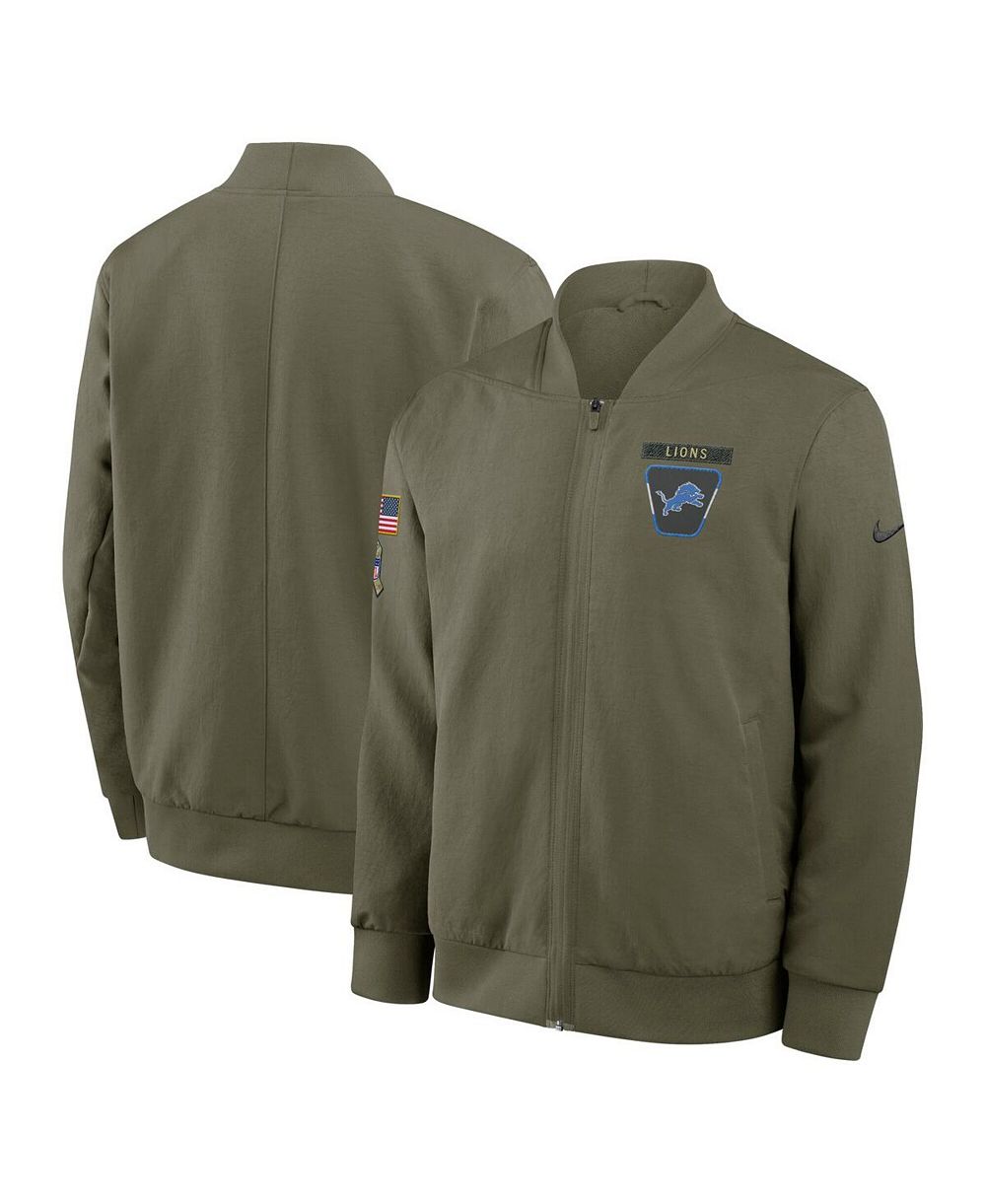 Nike Men's Olive Detroit Lions 2025 Salute to Service Sideline Full-Zip Bomber Jacket