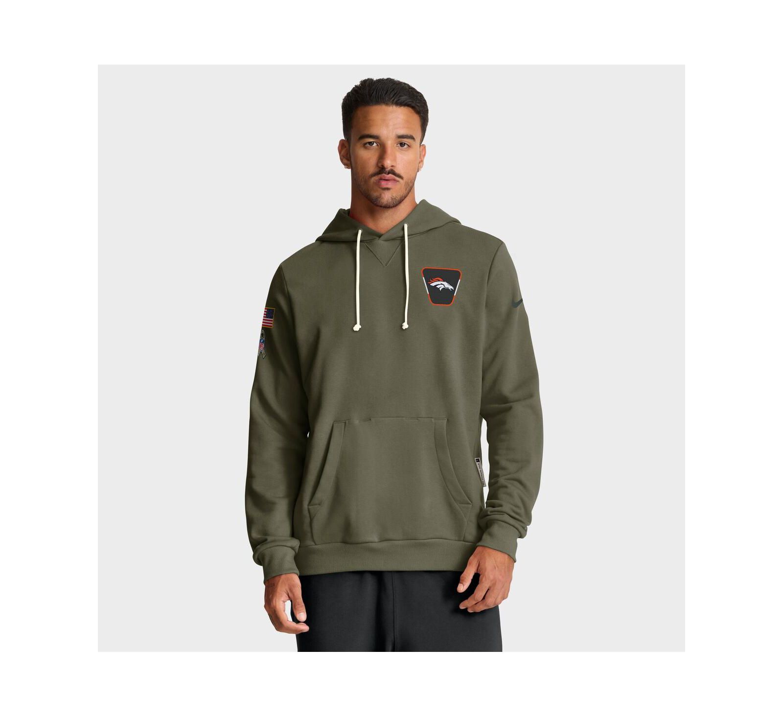 Nike мужская толстовка с капюшоном Dri-FIT оливкового цвета в честь Денвер Бронкос 2025