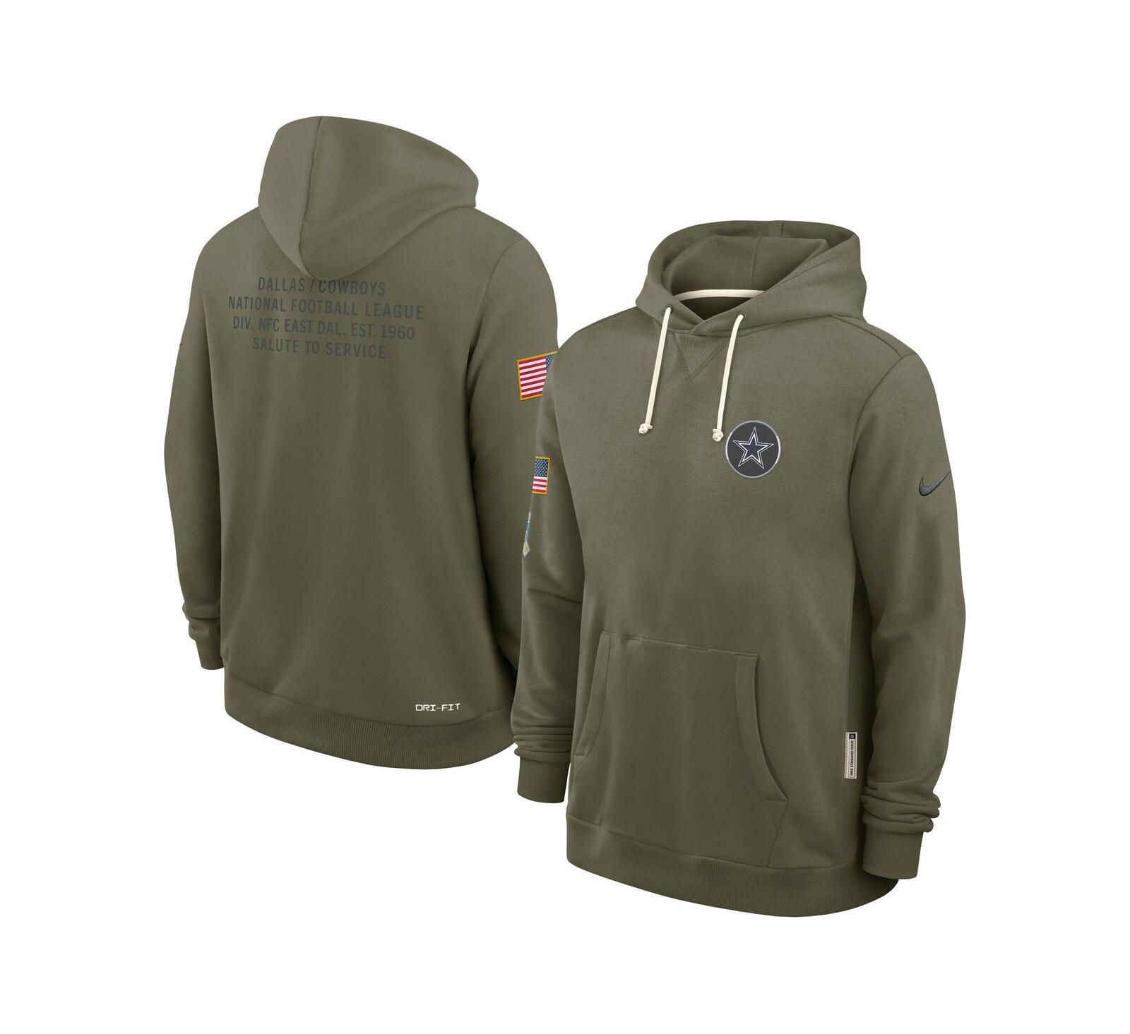 Nike Мужской худи Dallas Cowboys 2025 Salute to Service Dri-FIT оливковый