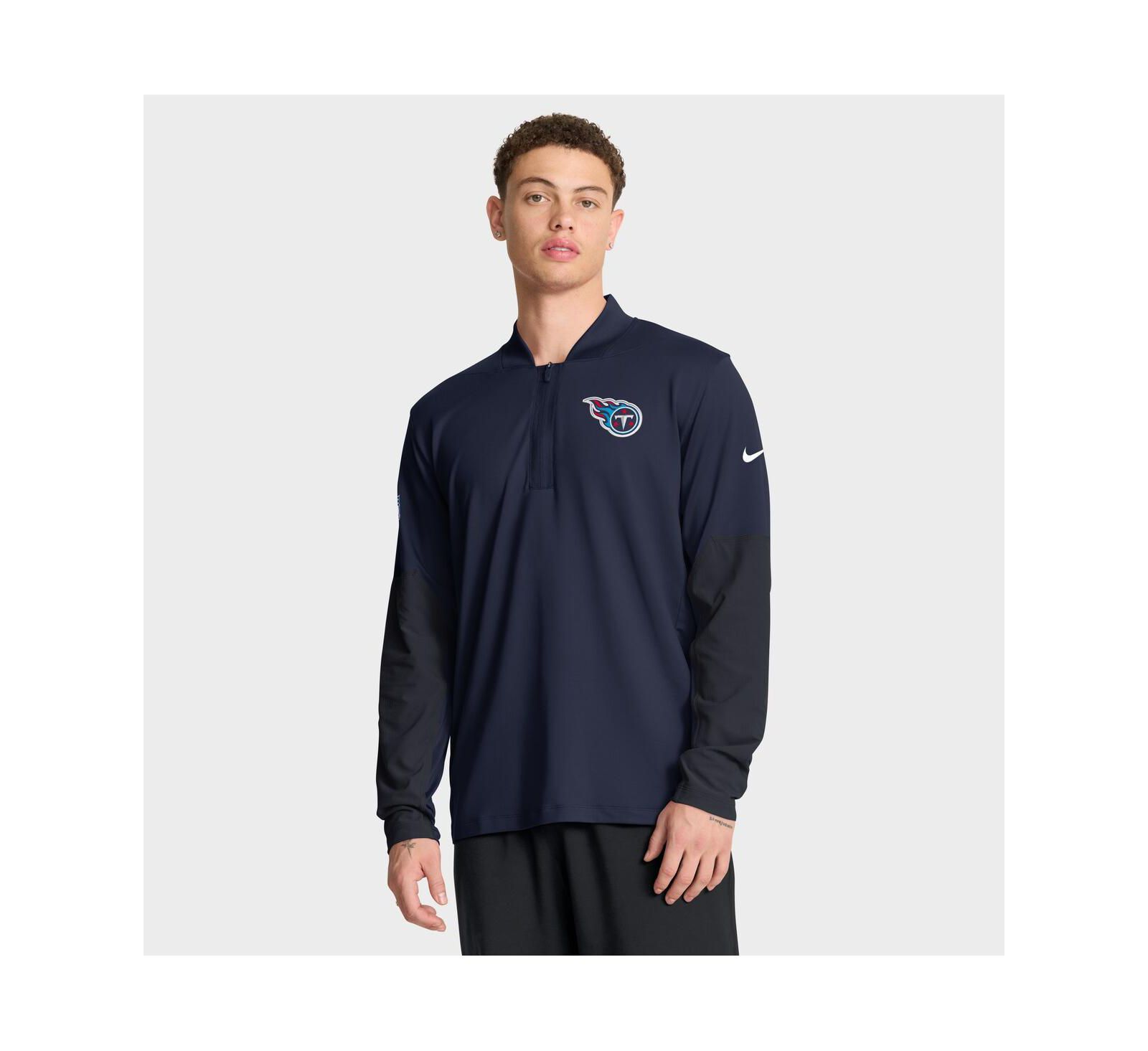Nike Men's Navy Tennessee Titans Sideline Dri-FIT Half-Zip Pullover Hoodie