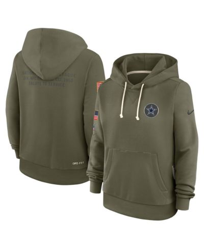 Женское оливковое худи Nike Dallas Cowboys 2025 Salute to Service Sideline Standard Issue Dri-FIT