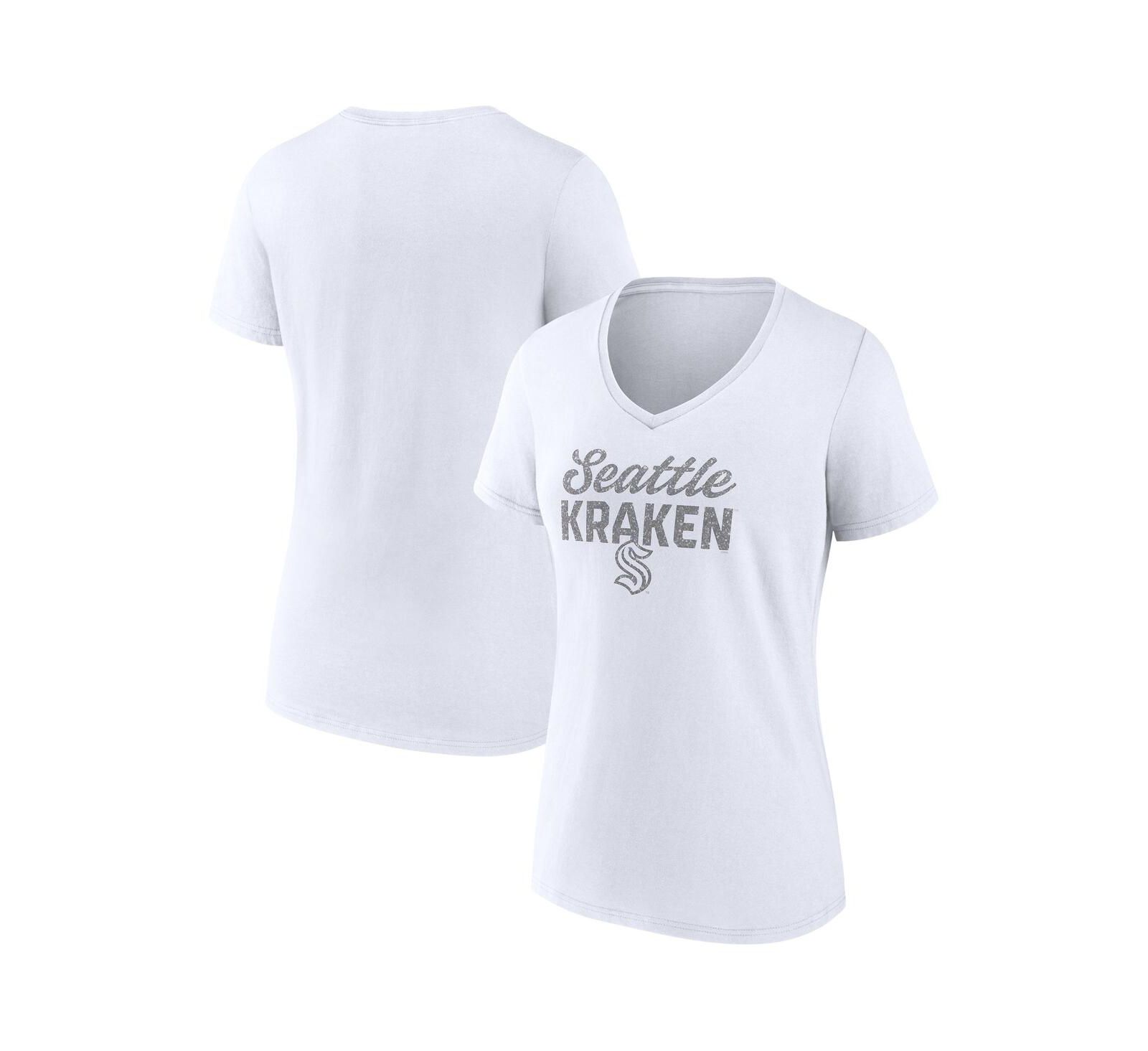 Fanatics Женская футболка Seattle Kraken White Out V-Neck