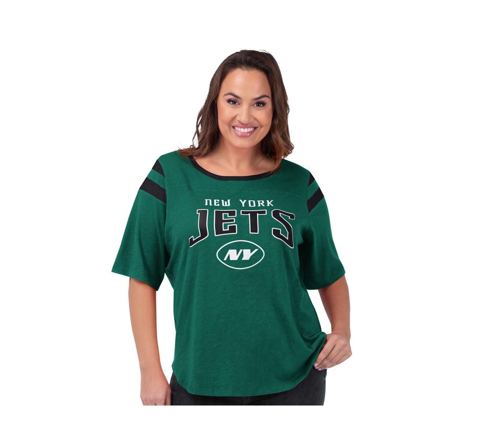 Женская футболка G-III 4Her by Carl Banks Green New York Jets Plus Size Linebacker
