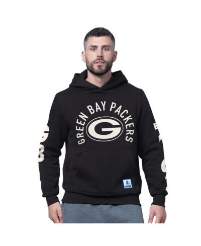 Starter Men's Black Green Bay Packers Handoff Fleece Hoodie Sweatshirt