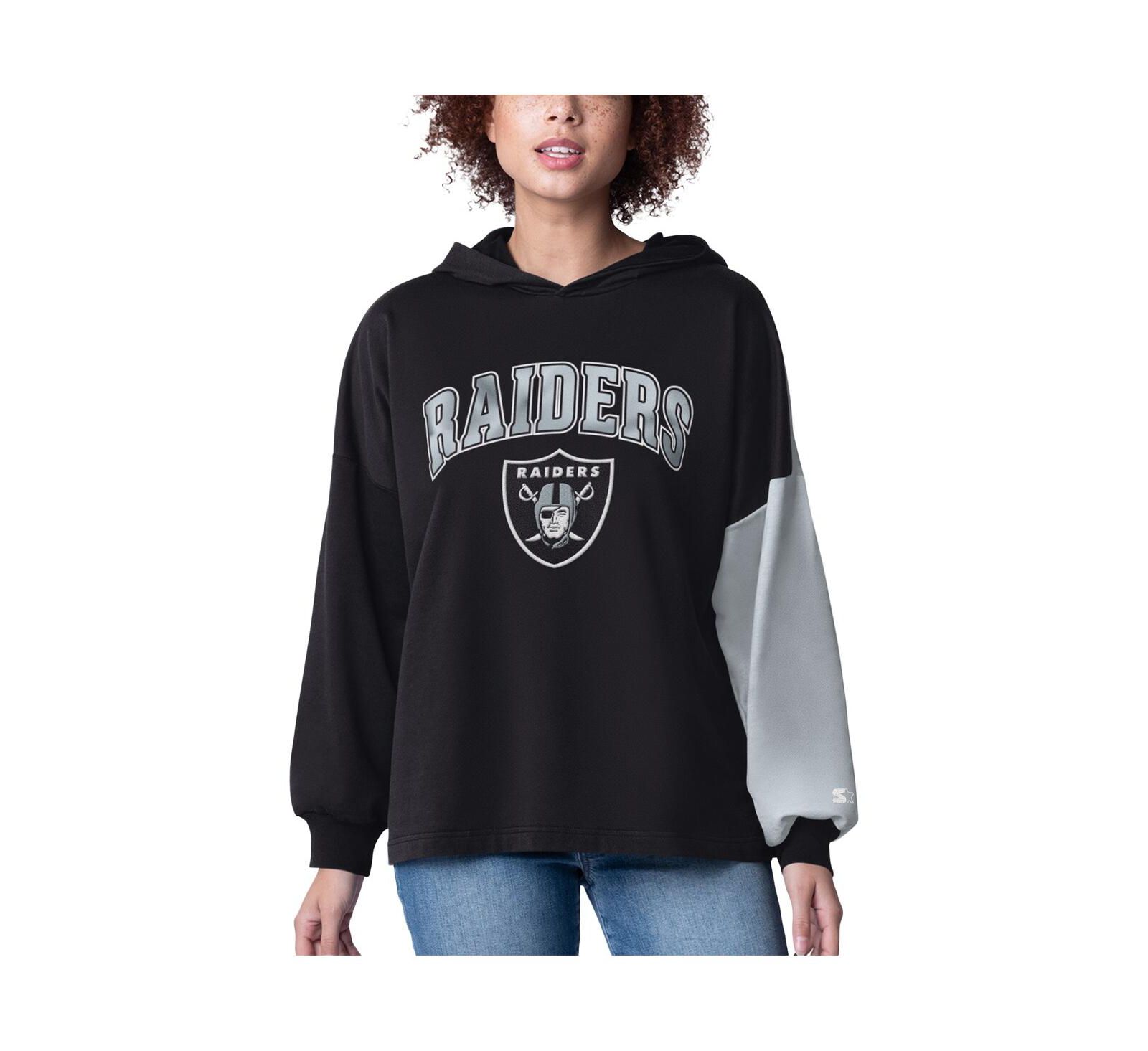 Starter Women's Black Las Vegas Raiders Power Move Long Sleeve Pullover Hoodie