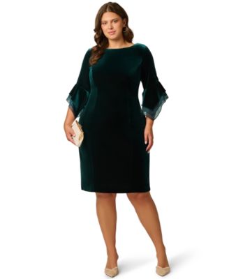 Женское короткое платье Plus Size Adrianna Papell из бархата с рукавами-колоколами