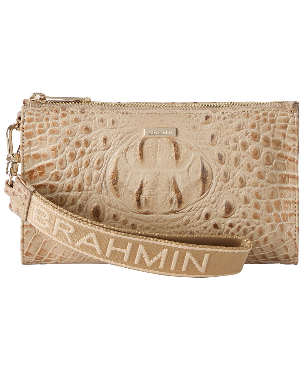 Brahmin Adia Croc-Embossed Small Zippered Wristlet