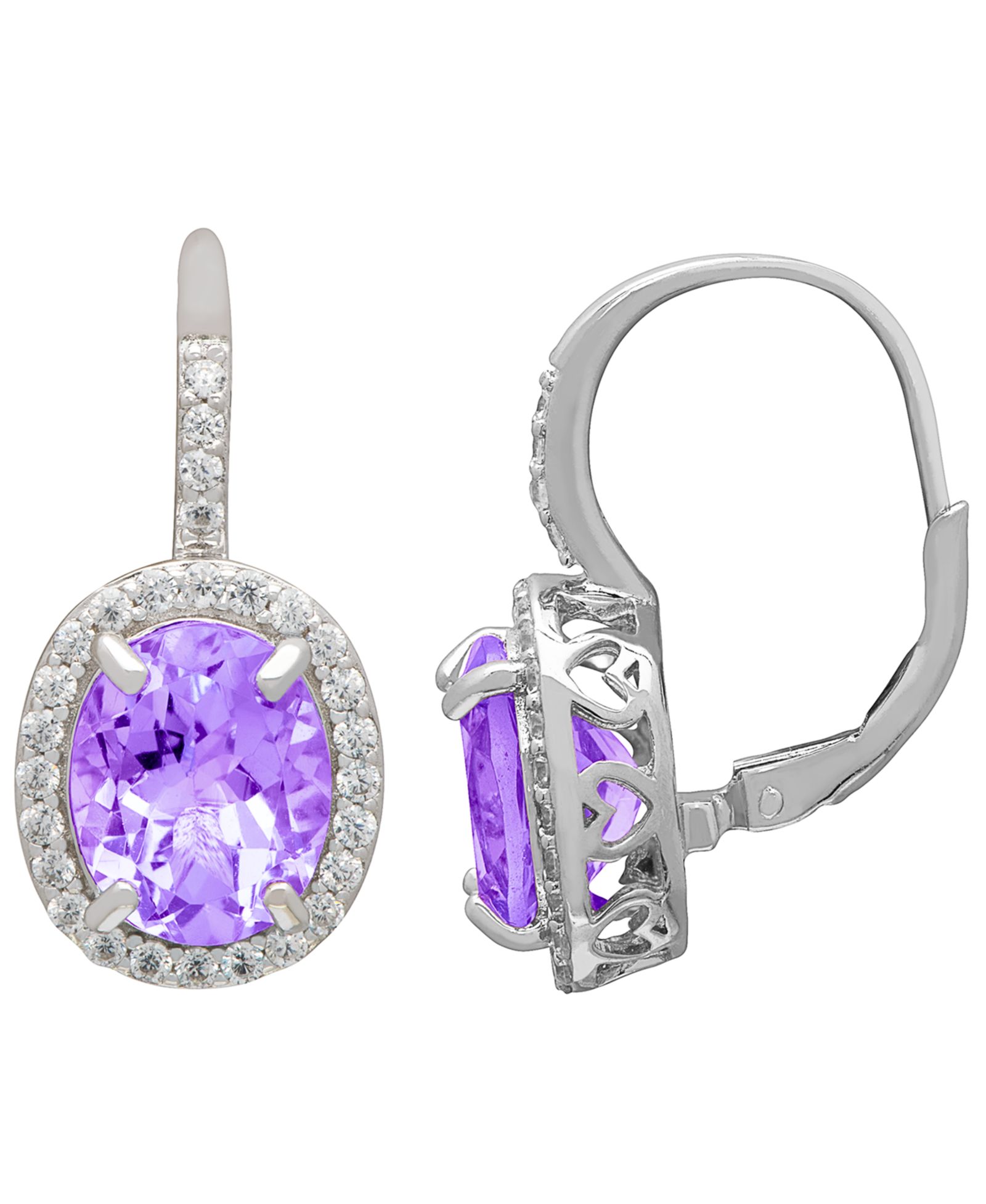 Серьги-подвески Macy's Amethyst 2.40 ct. and White Topaz 0.56 ct. Sterling Silver