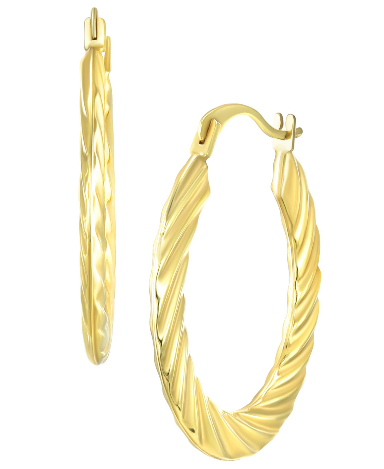 Серьги-кольца Macy's Timeless Cable Oval Hoop 10k Yellow Gold