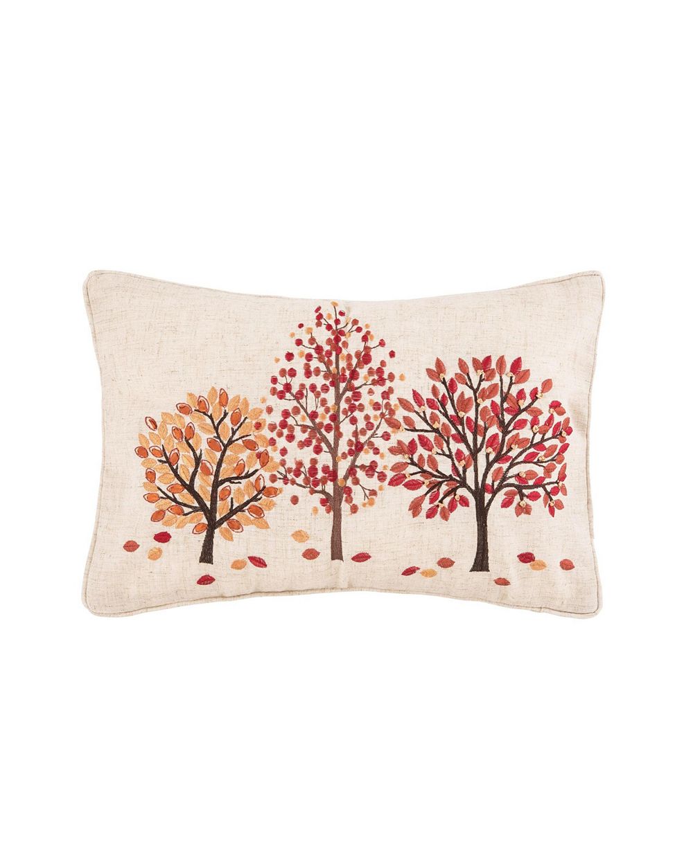 Autumn Forest Falling Leaves Embroidered Mini Accent Pillow 12" x 18"