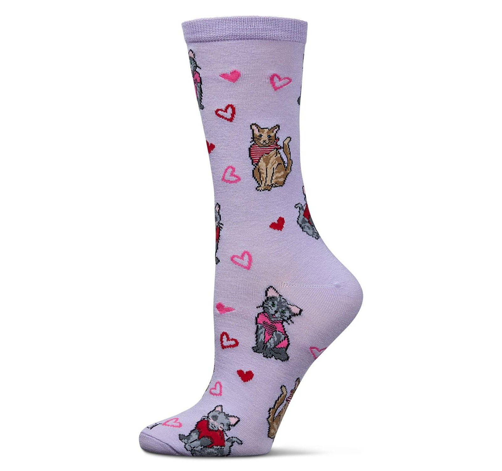MeMoi Women's Fur-Ever Hearts Rayon From Crew Socks