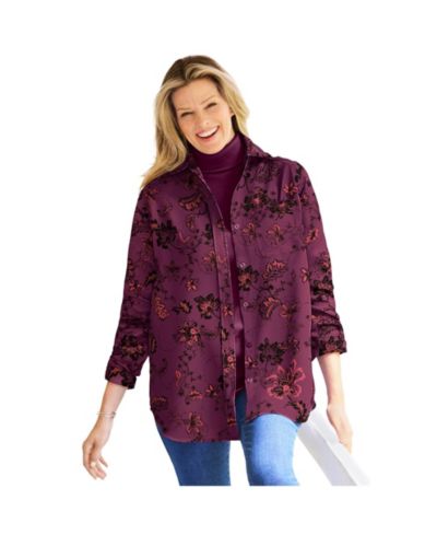 Woman Within Plus Size Within Soft Faux Suede Shirt