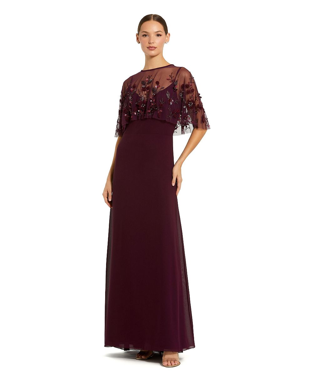 Женское вечернее платье из шифона с вышивкой Mac Duggal