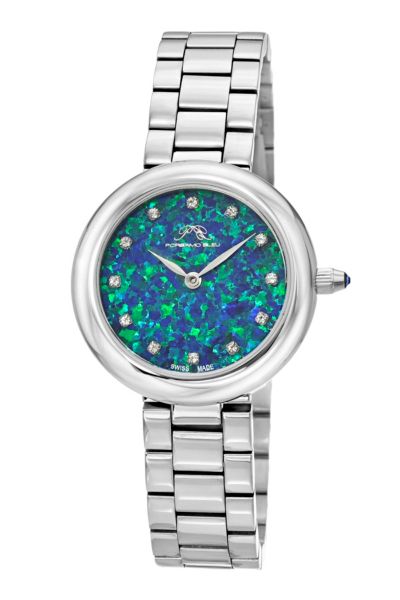 Porsamo Bleu Women's Opal Topaz Silver Tone Stainless Steel Bracelet Watch 32 mm