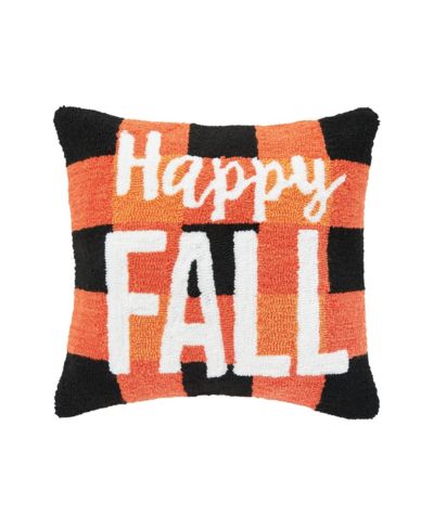 "Happy Fall" Hooked Accent Throw Pillow 18" x 18"