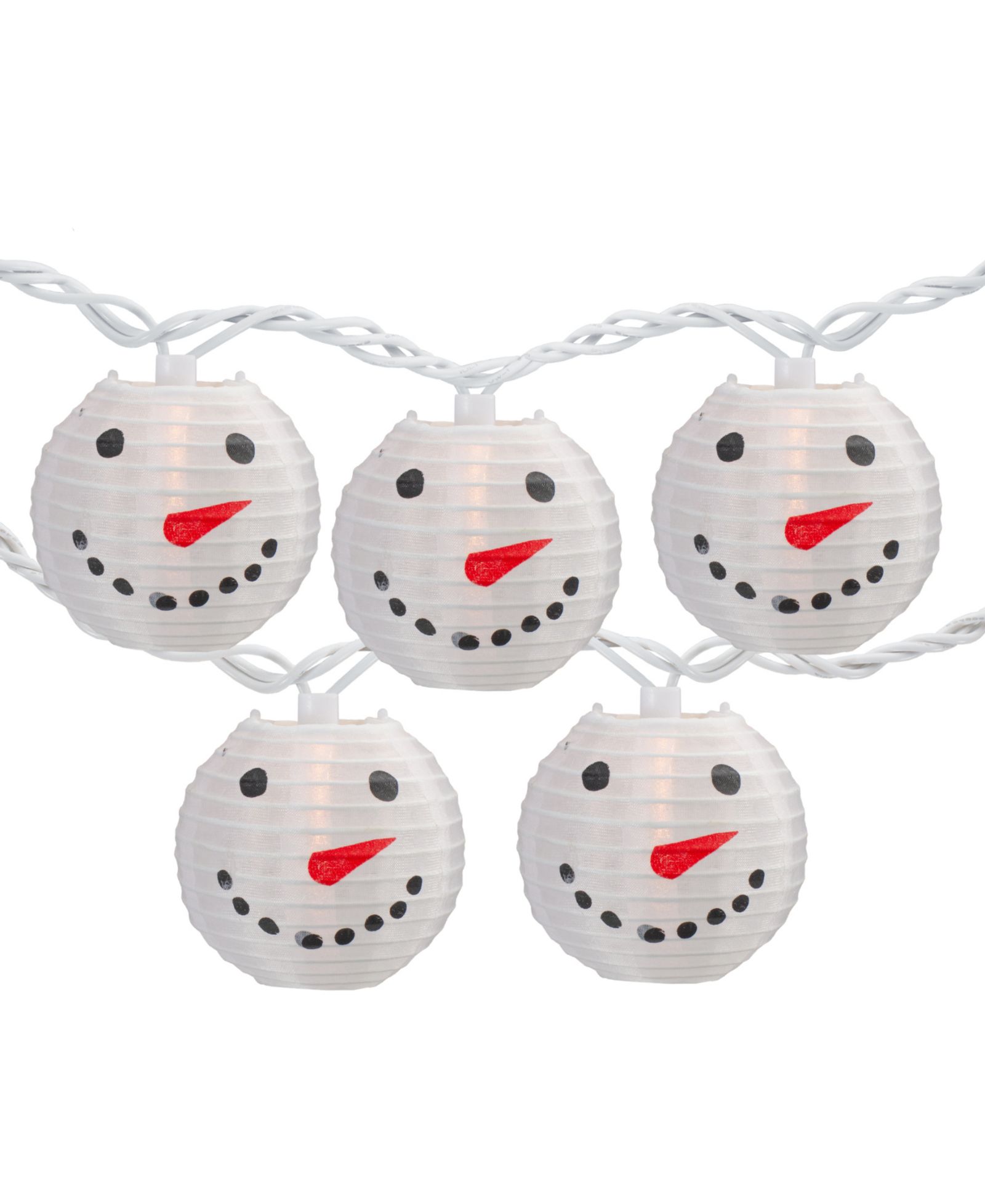 Northlight 8.5' 10-Count White Snowman Paper Lantern Christmas Lights