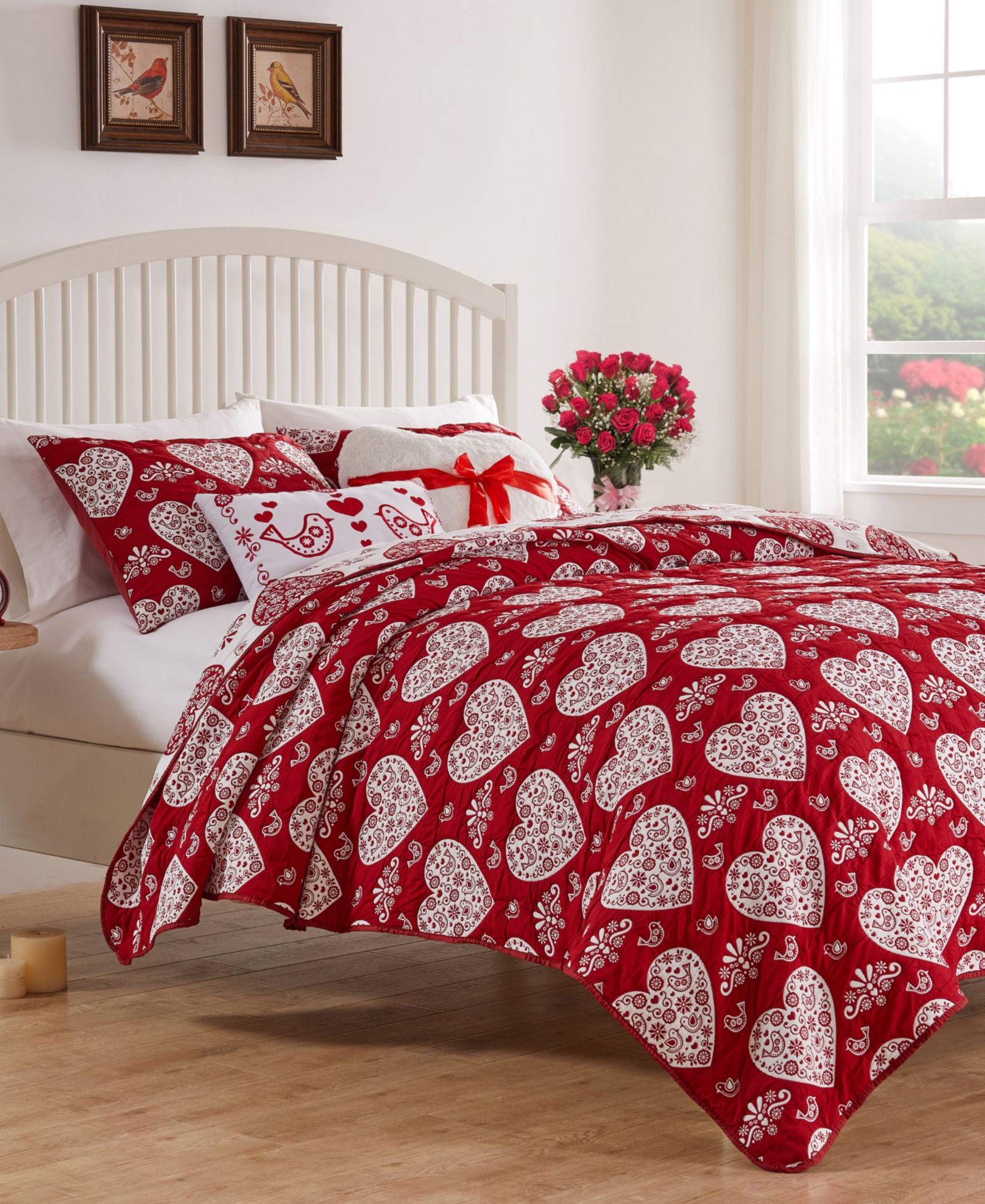 Greenland Home Fashions Lovebirds Woven Matelassé 2-Pc. Coverlet Set, Twin