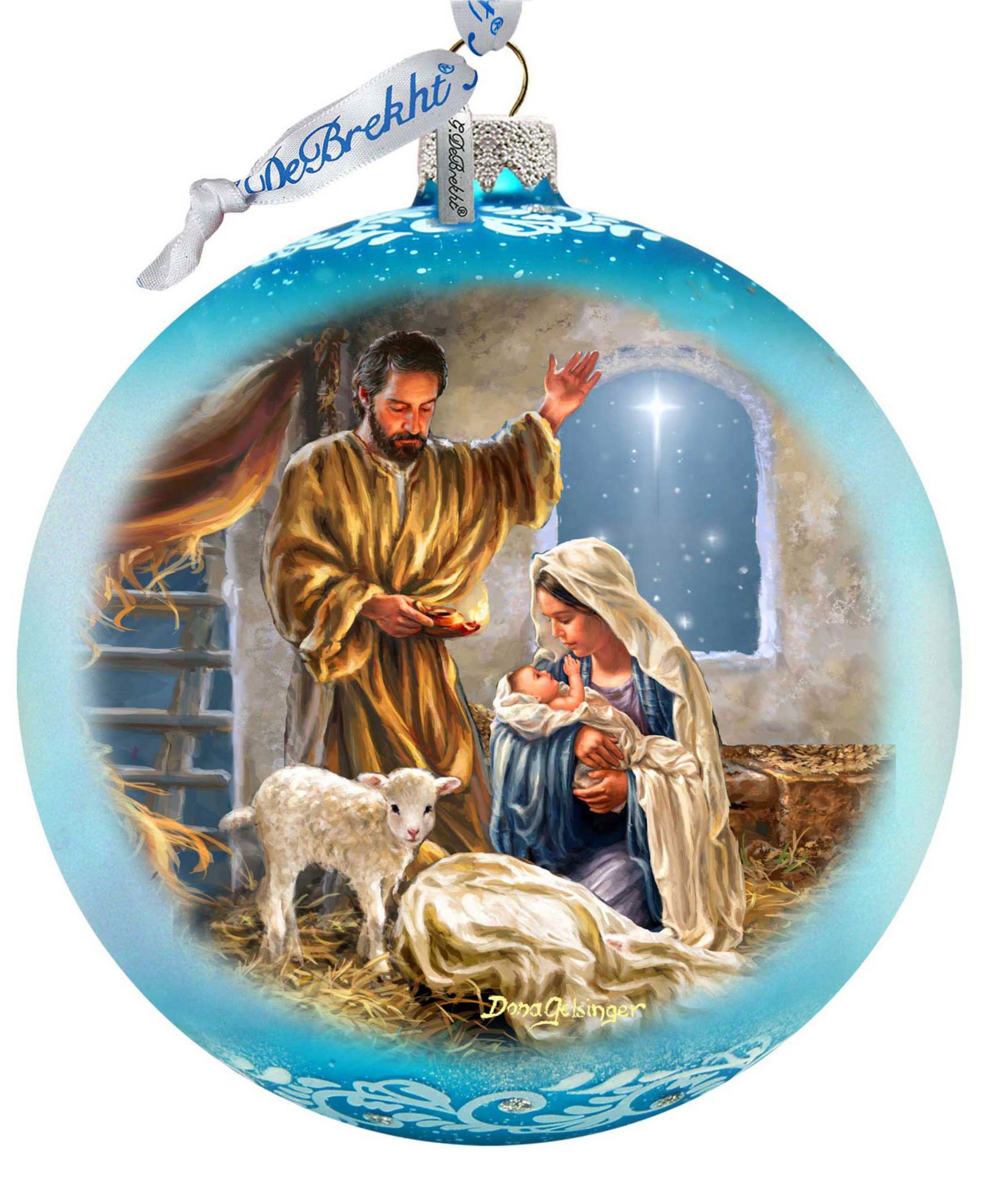 G.DeBrekht A Child Is Born Nativity LE Glass Ornament